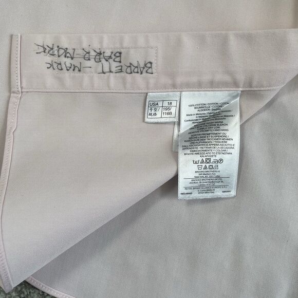 Brooks Brothers Classic Non Iron Dress Shirt Mens Supima Cotton Pink Size 18-36 - Picture 8 of 10